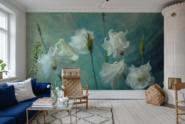 Aquilegia Flower - Soft Teal | Rebel Walls