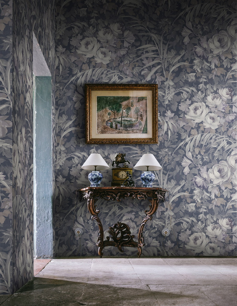 Dazzling Foliage, Blue Wallcoverings