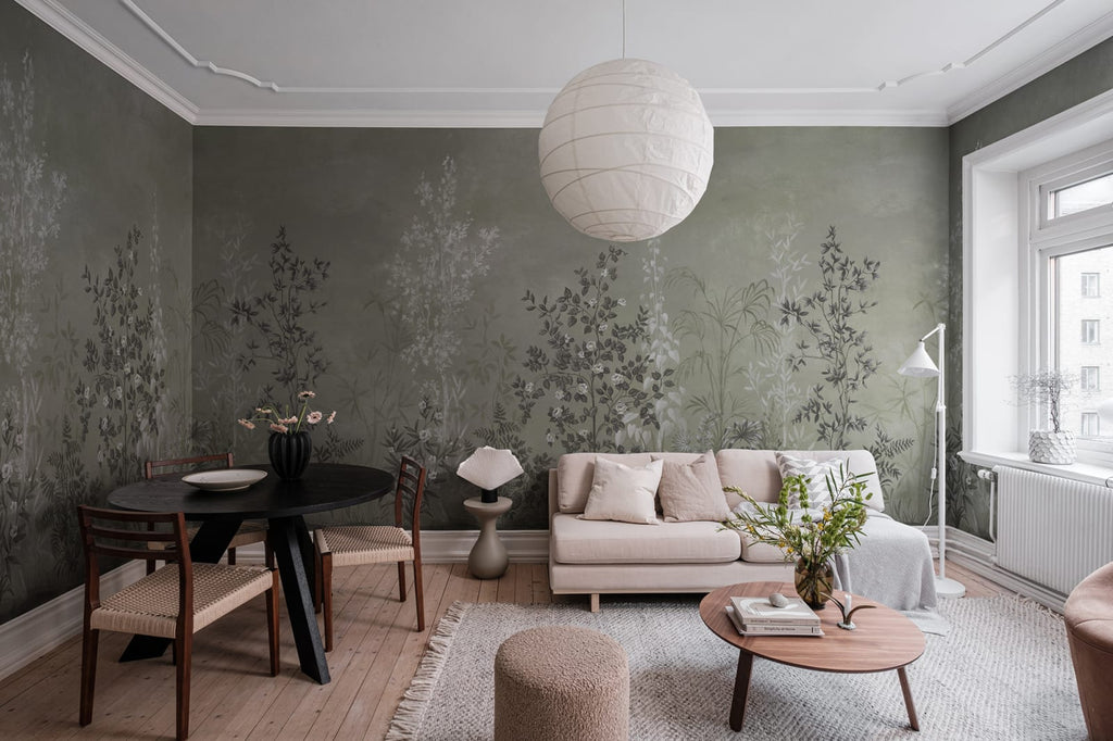 Chinoiserie Haze, Green Wallcoverings