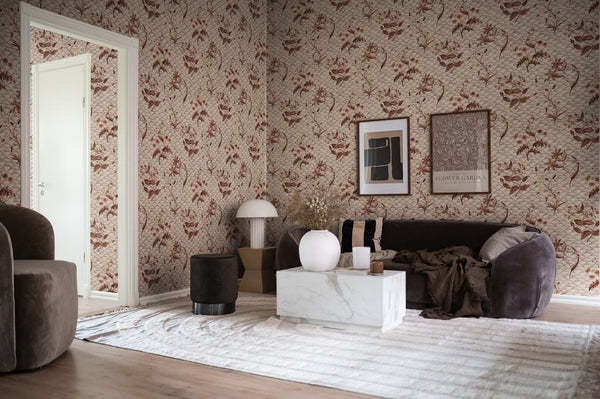 Floral Ripple Rust Wallcoverings | Rebel Walls