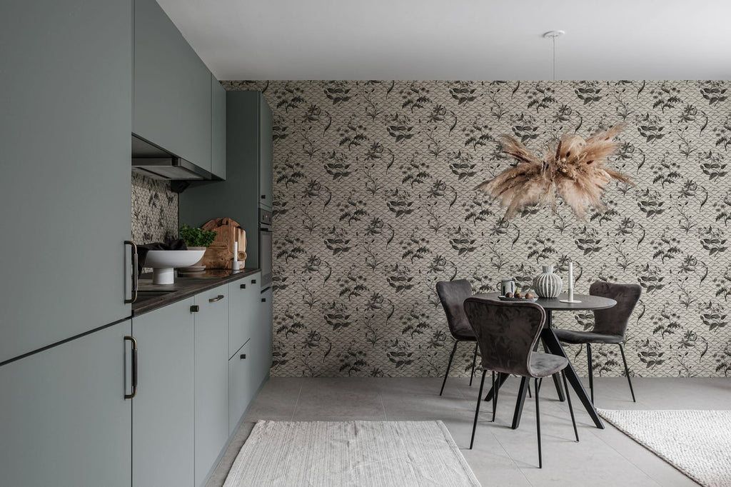 Floral Ripple Graphite Wallcoverings