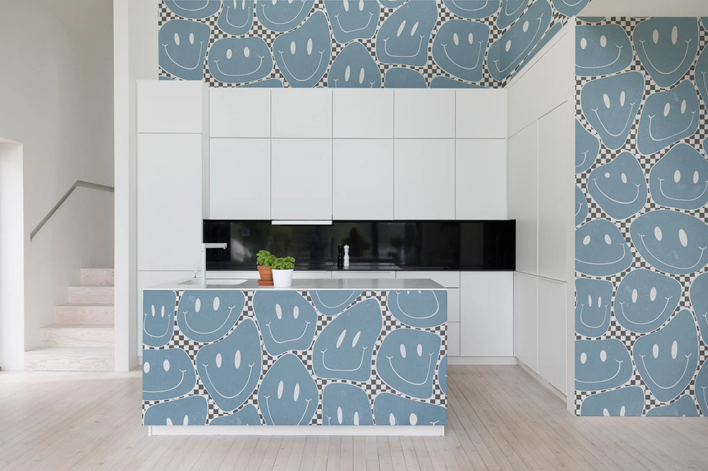 Happy Rebel, Blue Chess Wallcoverings
