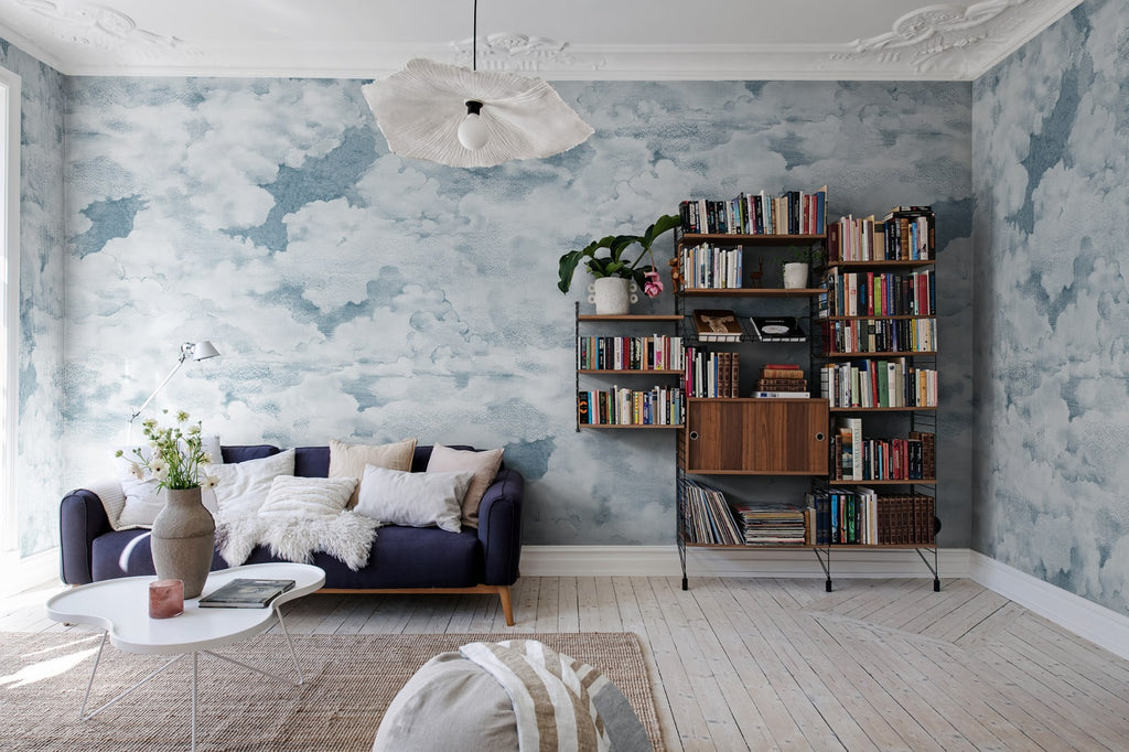 Chubby Clouds, Soft Blue Wallcoverings