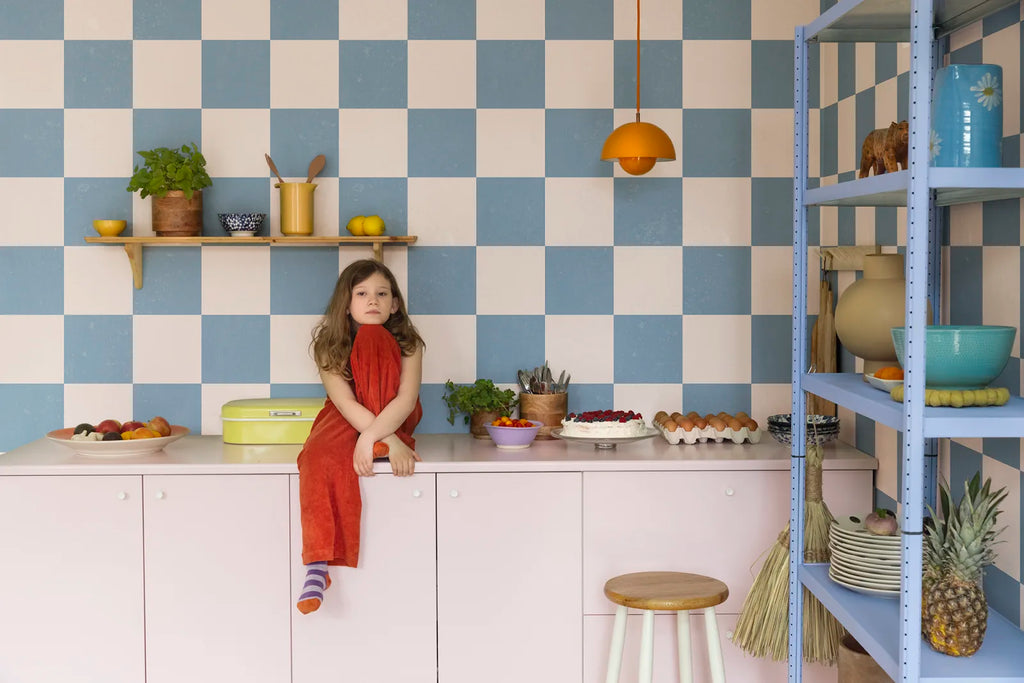 Chess, Blue &amp; Pink Wallcoverings