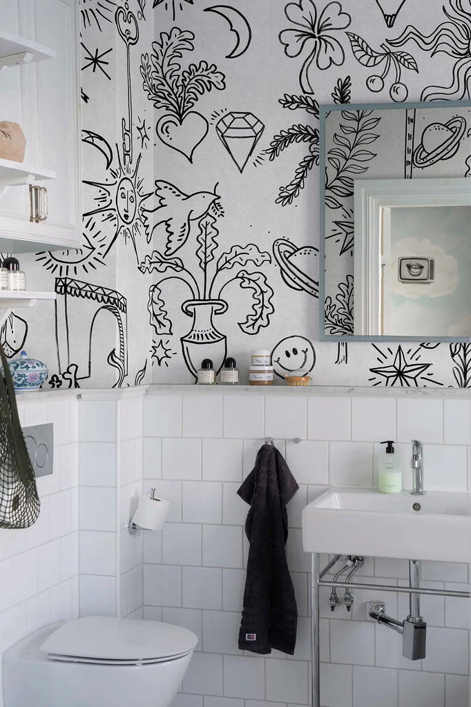 Doodle, White Wallcoverings