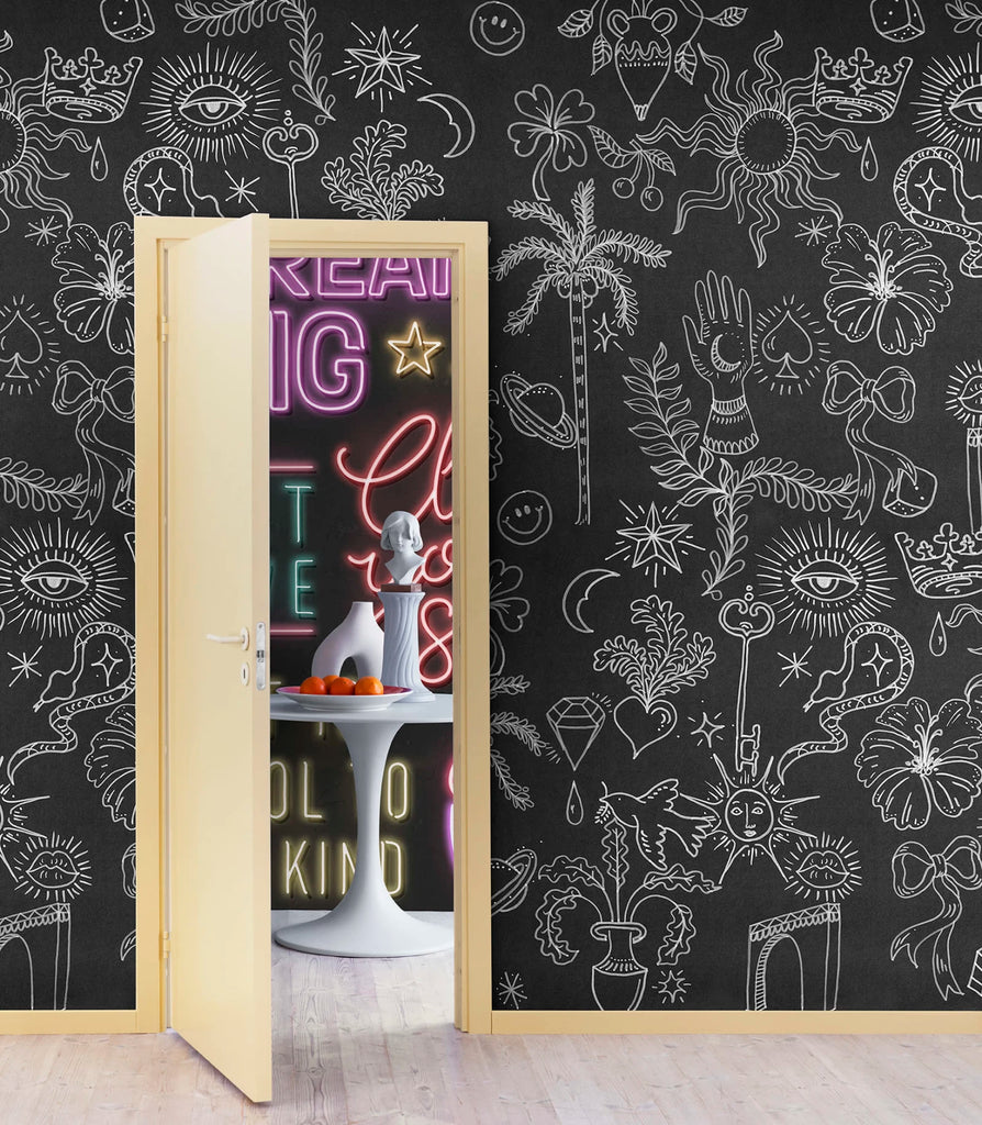 Doodle, Black Wallcoverings