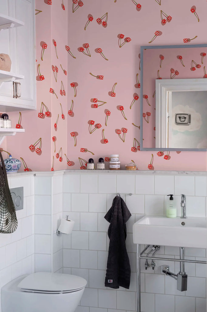 Cherry Dice, Pink Wallcoverings