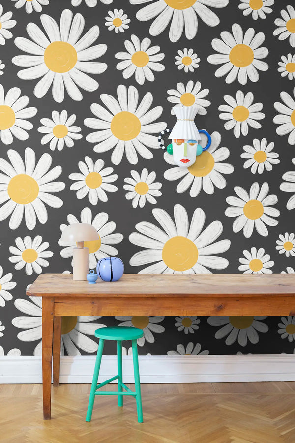 Dashing Daisies, Midnight Wallcoverings | Rebel Walls