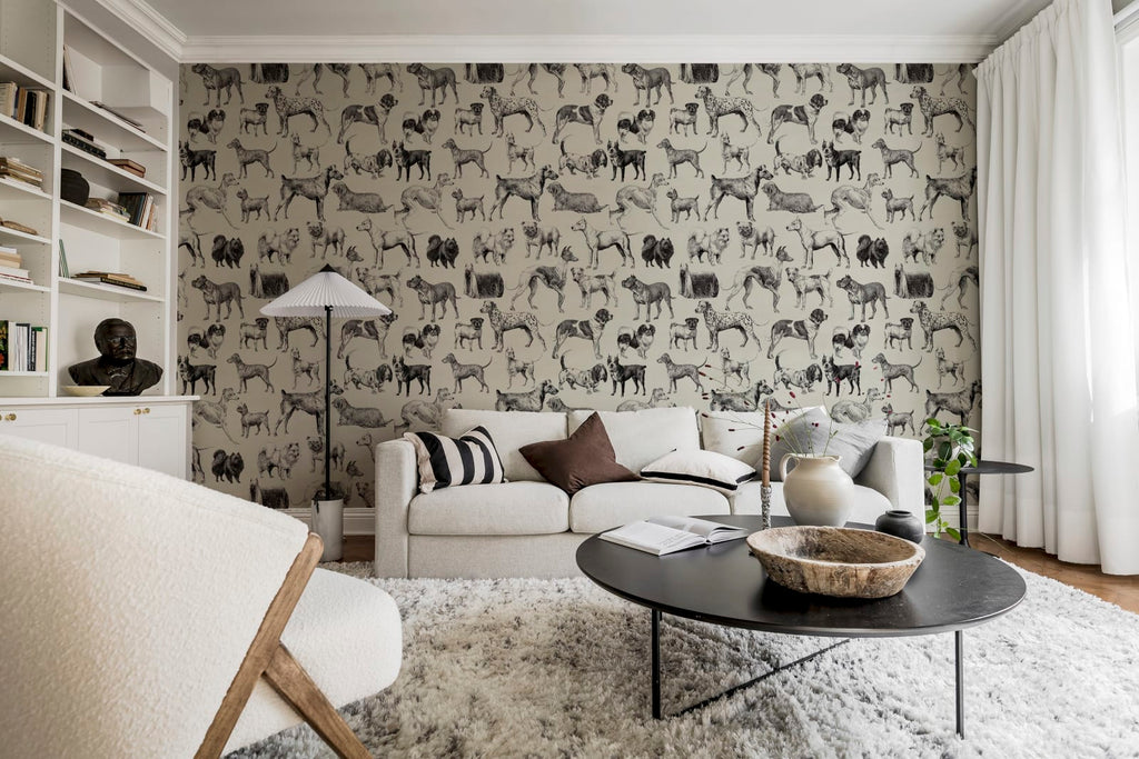 Dogs, Creme Wallcoverings