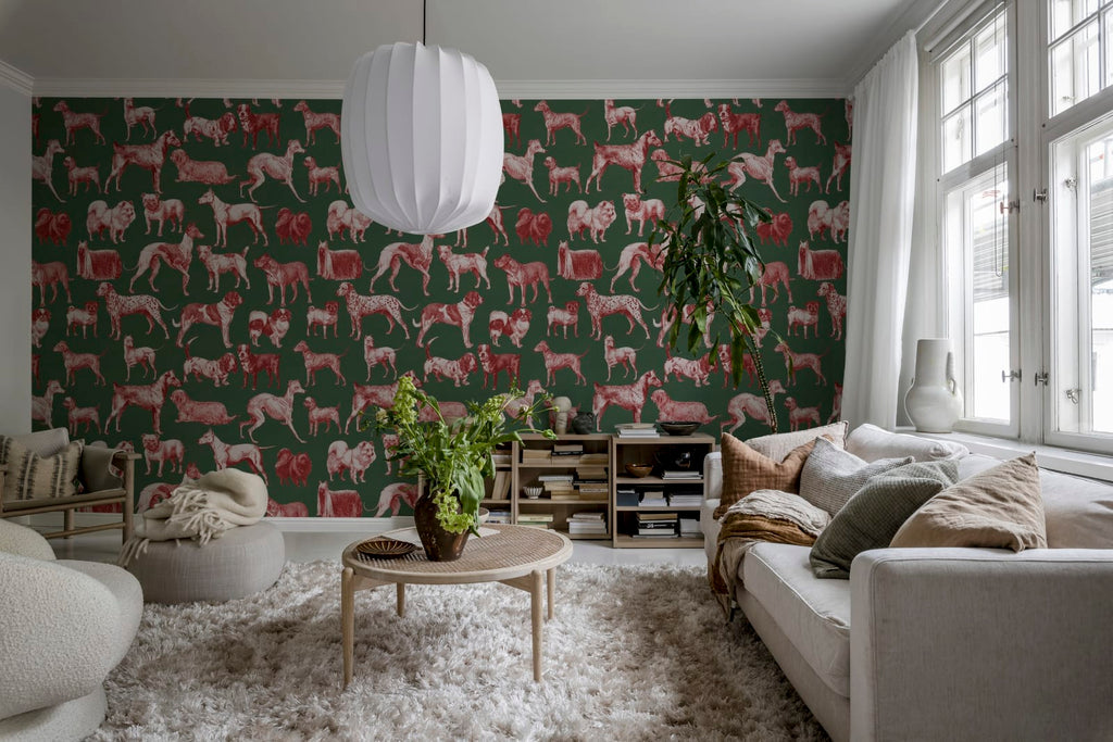 Dogs, Red Tan Wallcoverings