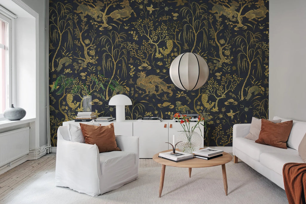 Dragon Garden, Gold Wallcoverings