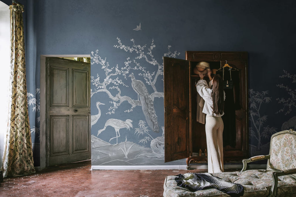 Chinoiserie Blossom, Navy Blue Wallcoverings