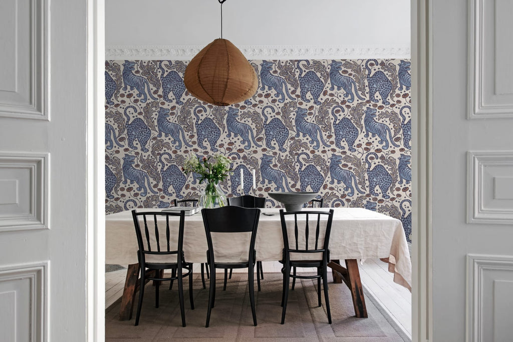 Bold Tigers, Blue Wallcoverings