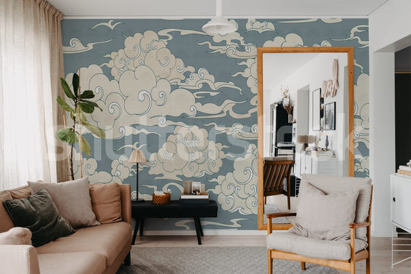 Cumulus Clouds Steel Blue | Rebel Walls