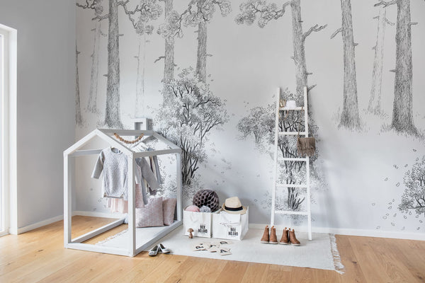 Forest Memories, Graphite Wallcoverings | Rebel Walls