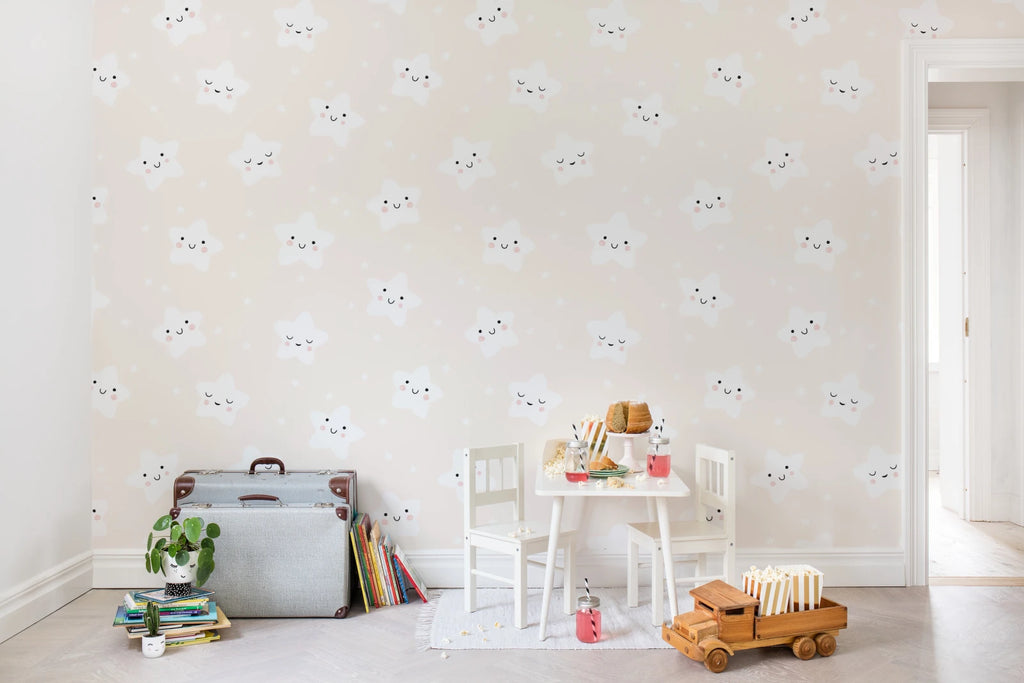 Cute Stars, Peach Wallcoverings