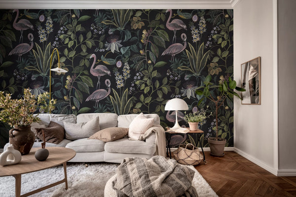 Flamingo Paradise, Midnight Wallcoverings | Rebel Walls