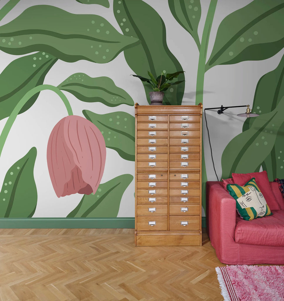 Cool Flora, White &amp; Pink Wallcoverings
