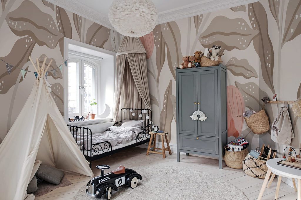 Cool Flora, Beige &amp; Pink Wallcoverings