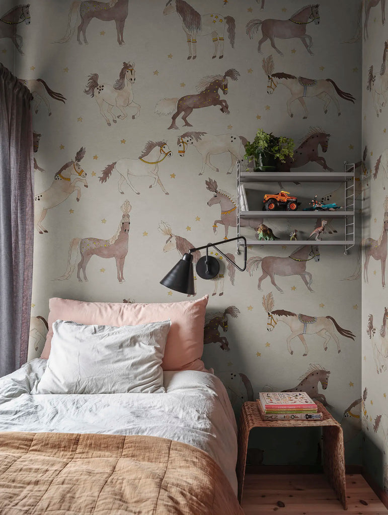 Circus Horses, Beige Wallcoverings
