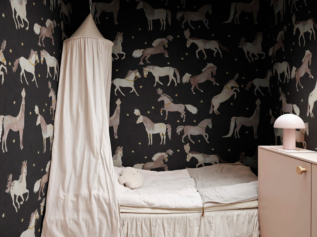 Circus Horses, Black Wallcoverings