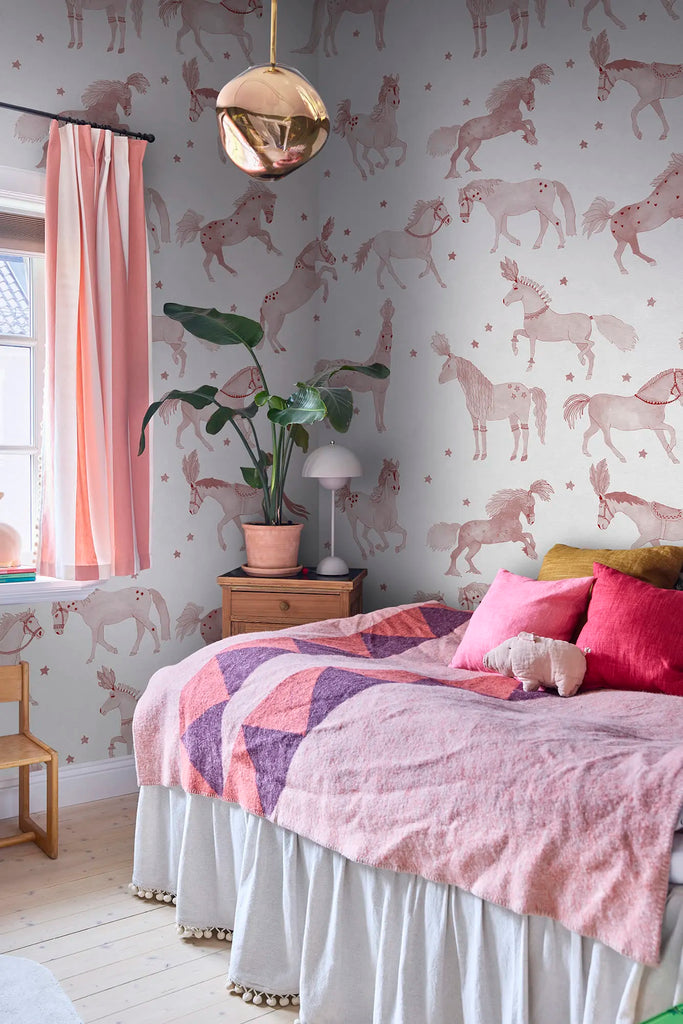 Circus Horses, Pink Wallcoverings