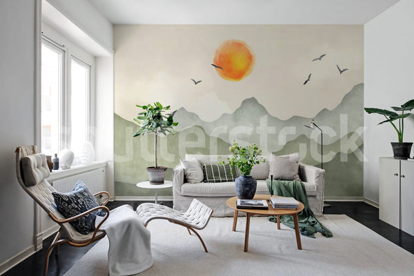 Aquarelle Mountains Green | Rebel Walls