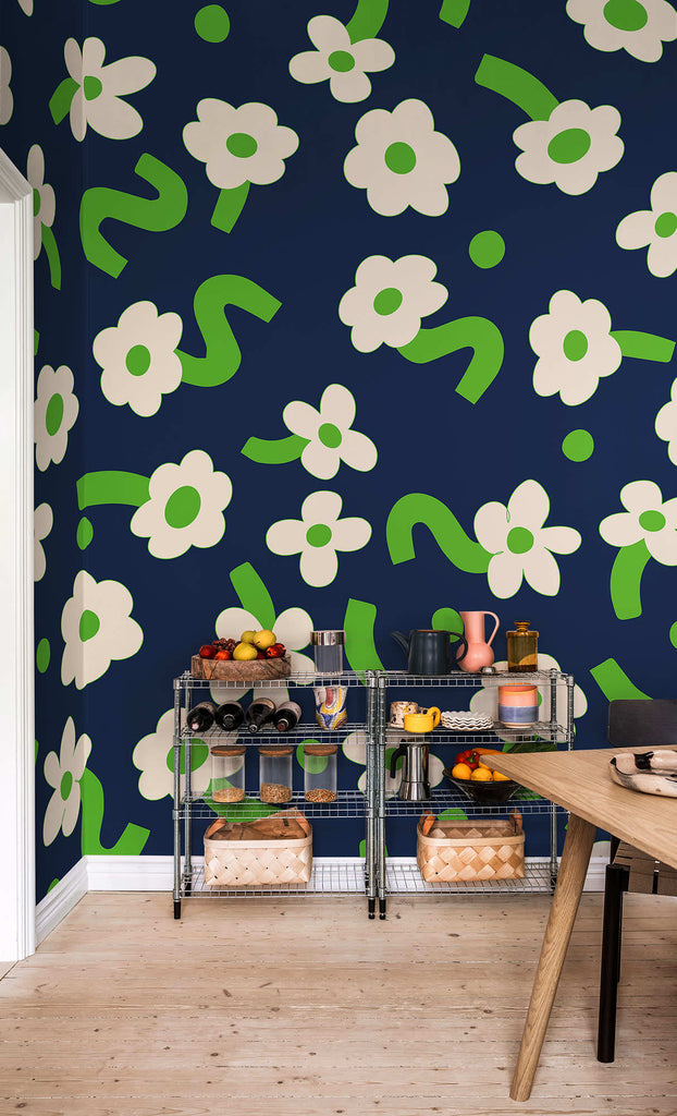 Dancing Flower, Green Wallcoverings