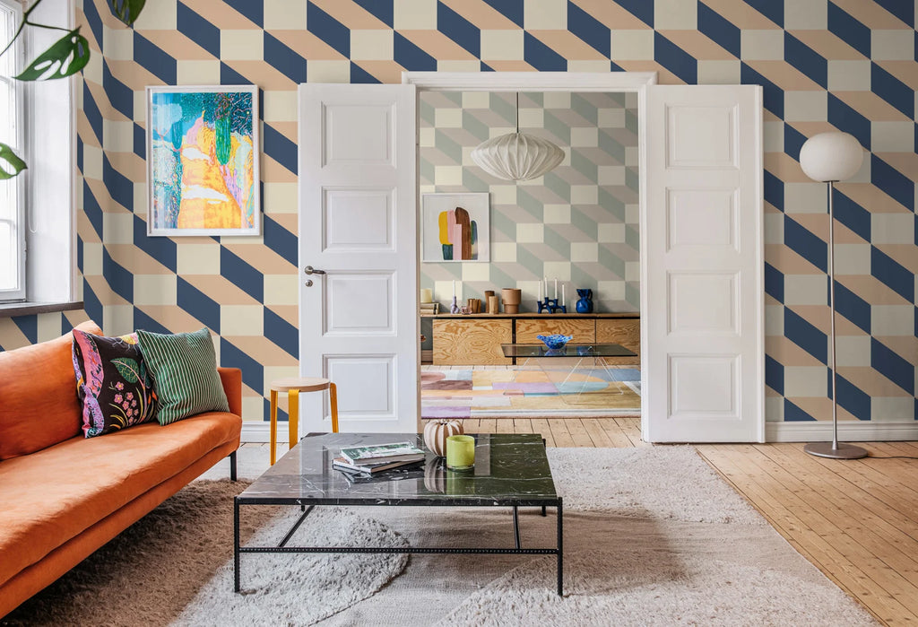 Filled Optic, Blue &amp; Pink Wallcoverings
