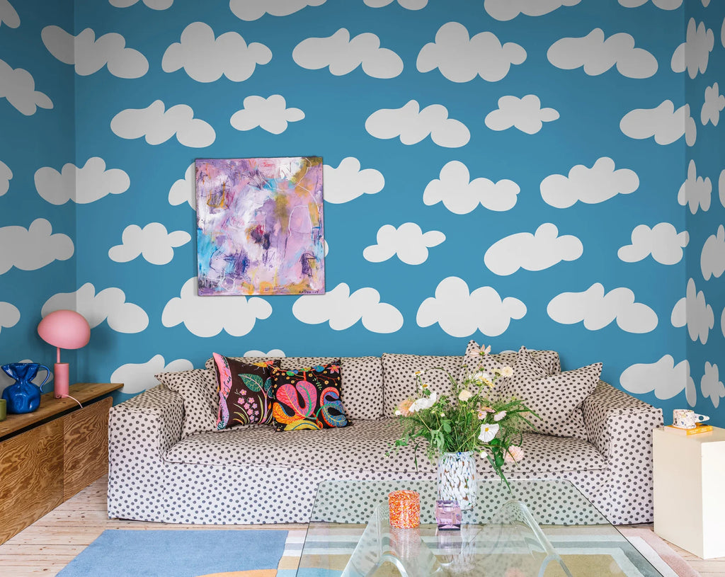 Cloudy, Blue Wallcoverings