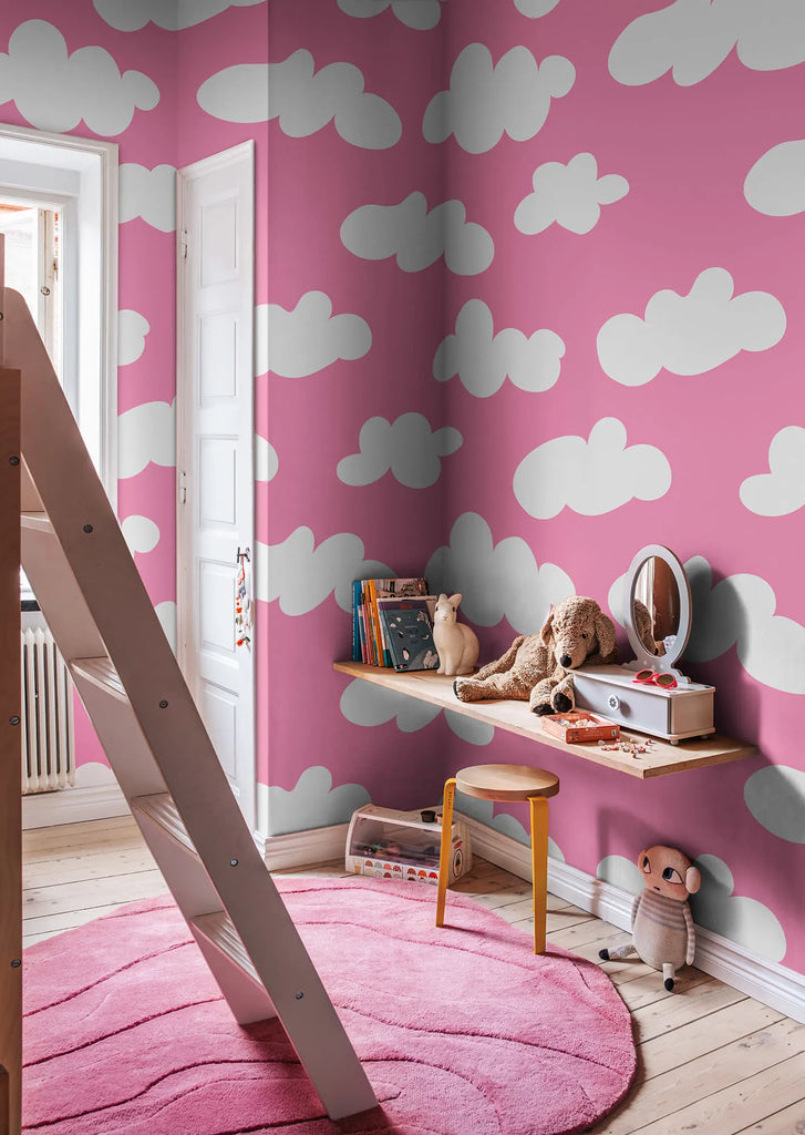 Cloudy, Happy Pink Wallcoverings