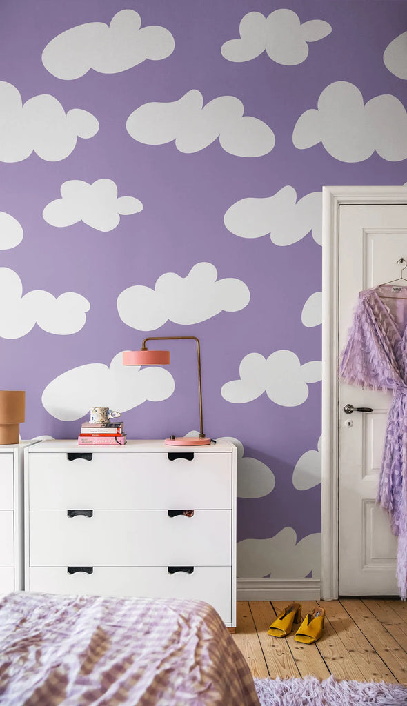 Cloudy, Lilac Wallcoverings