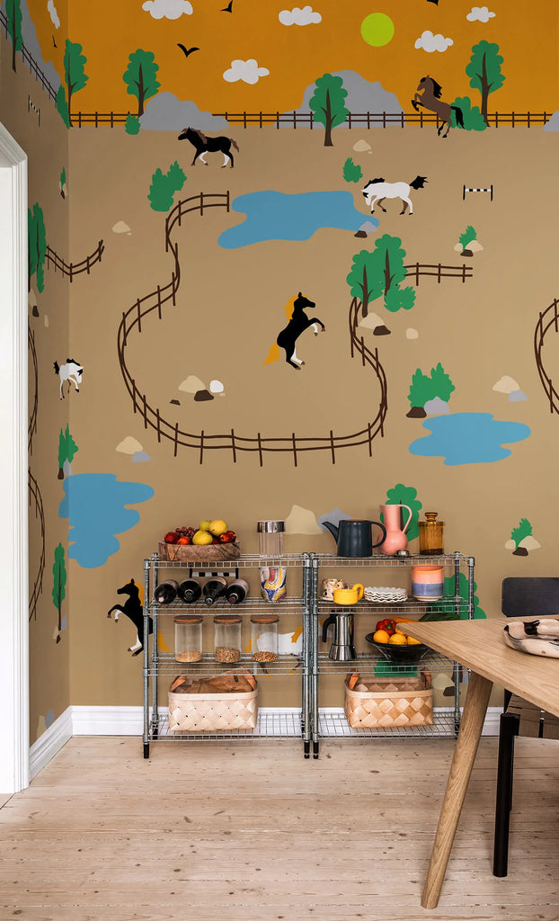 Happy Farm, Brown Wallcoverings