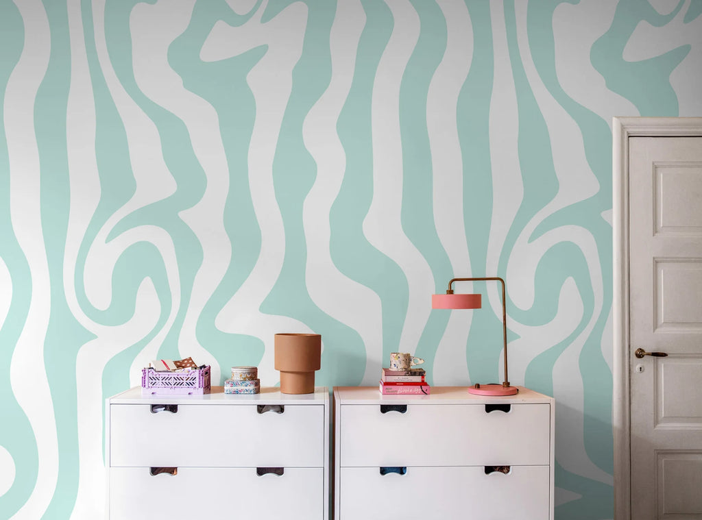 Dizzy, Turquoise Wallcoverings