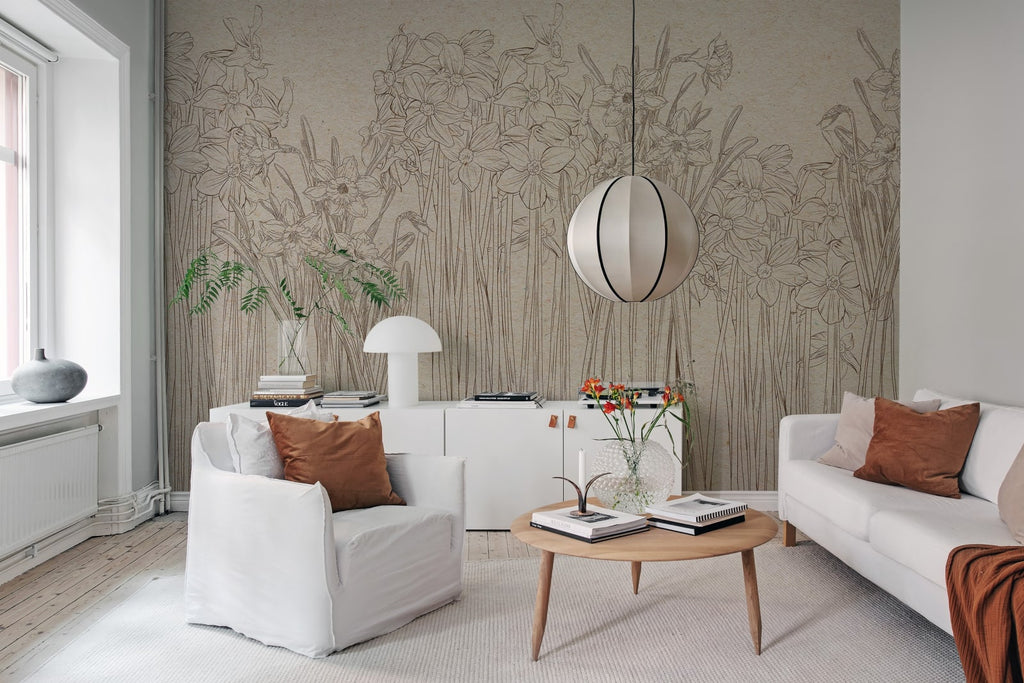 Daffodil, Beige Wallcoverings