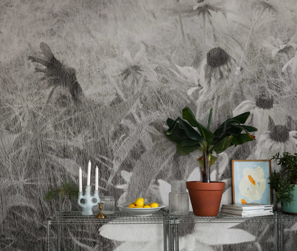 Dreamy Rudbeckia - Black & White | Rebel Walls