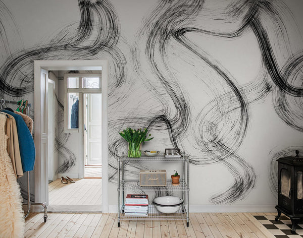 Blurry Stripes - Black & White | Rebel Walls