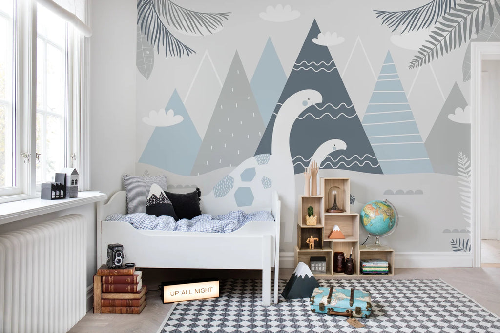 Dinosaur Mountain, Baby Blue Wallcoverings