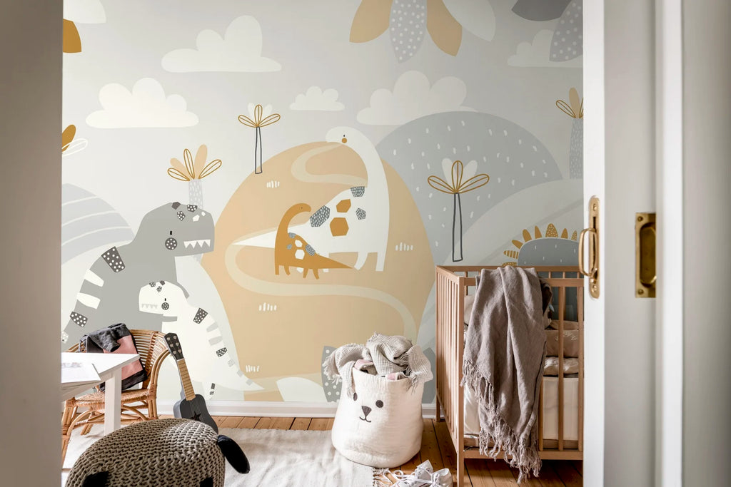 Dinosaur Land, Beige Wallcoverings