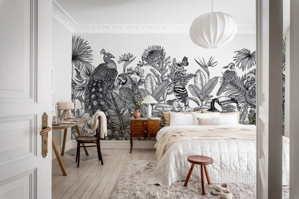Birds Garden - Black & White | Rebel Walls