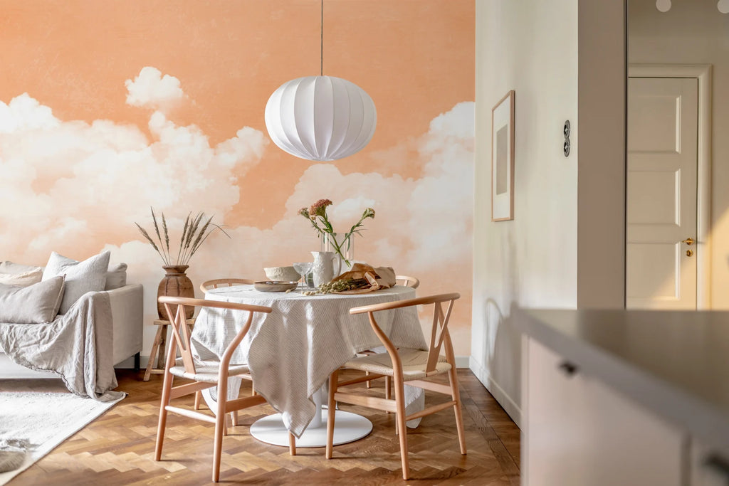 Cuddle Clouds, Peach Fuzz Wallcoverings