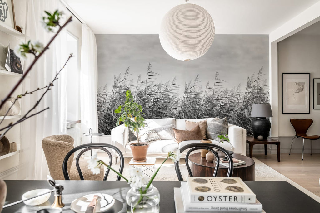 Dreamy Reed, Black &amp; White Wallcoverings