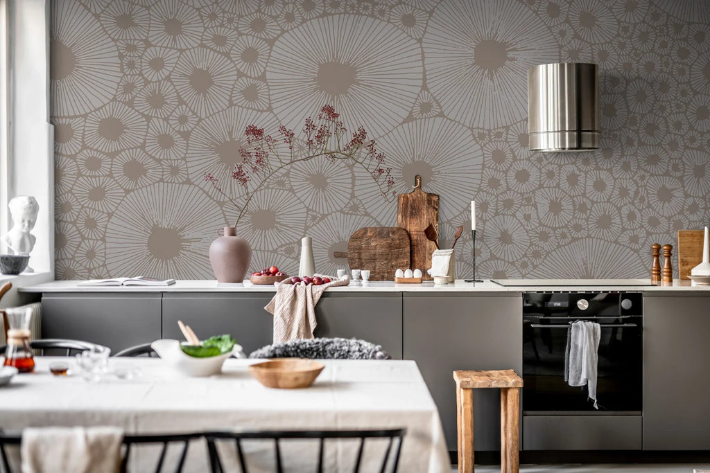Bold Coral, Gray Wallcoverings