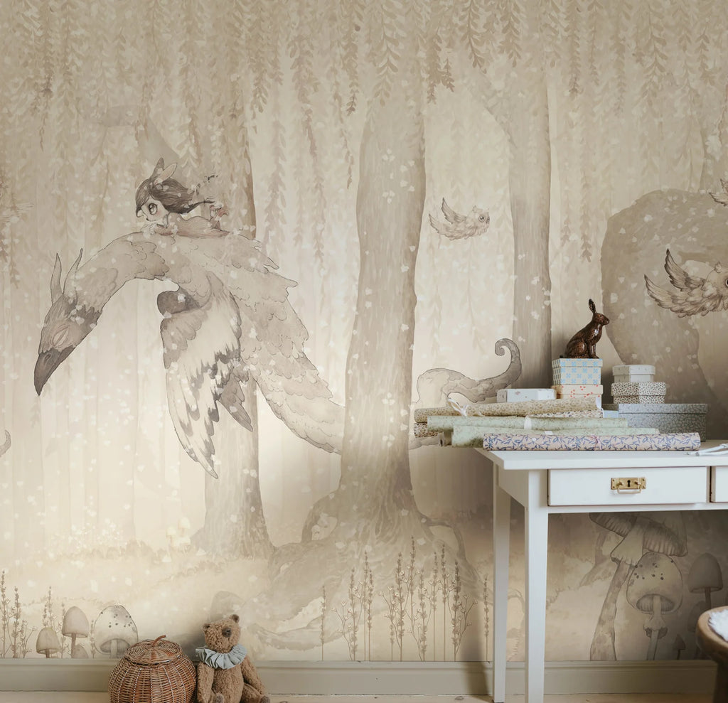 Dream Forest Girl, Off White Wallcoverings