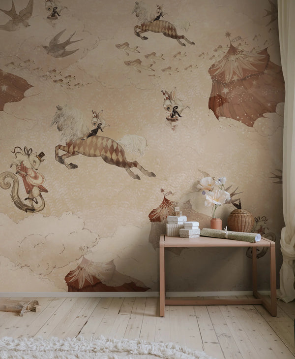 Flying Circus, Misty Pink Wallcoverings | Rebel Walls
