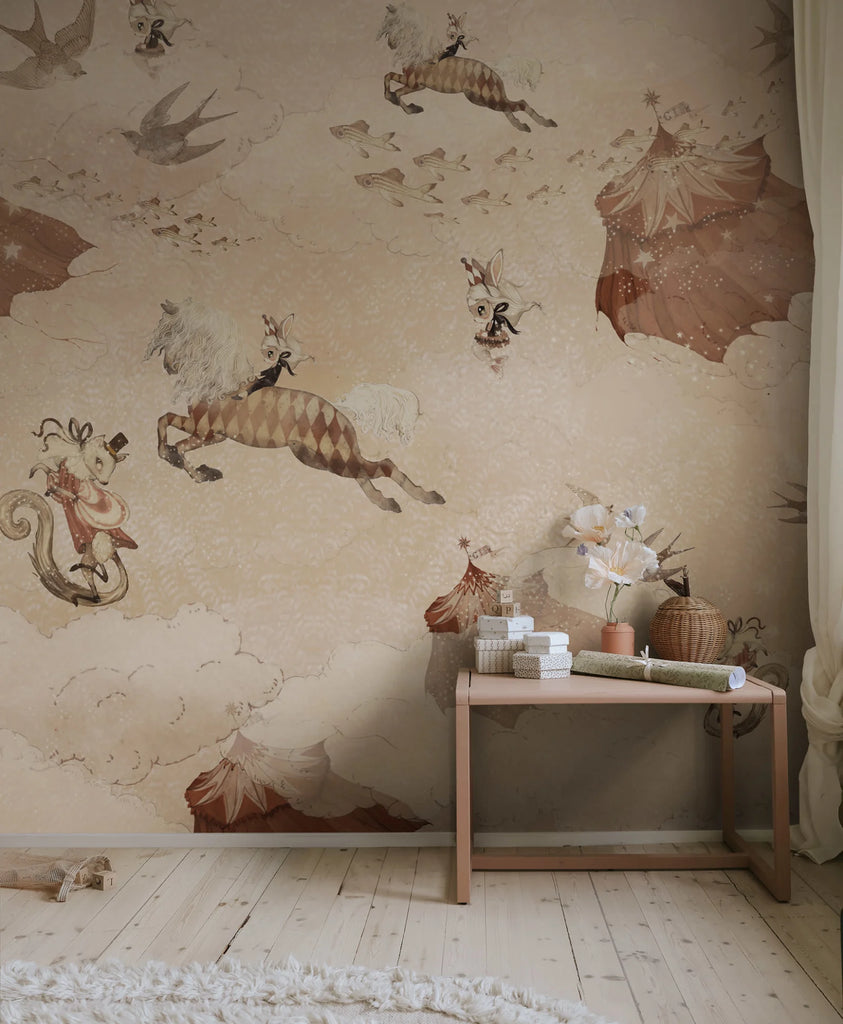 Flying Circus, Misty Pink Wallcoverings