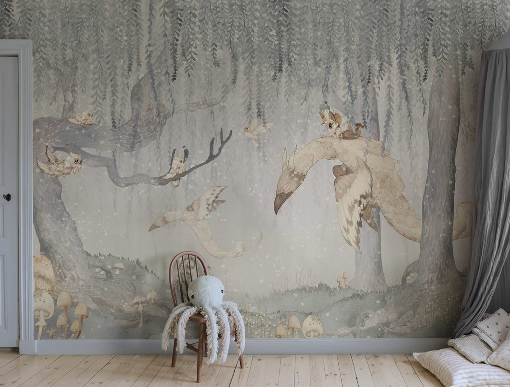 Dream Forest Boy, Blue Gray Wallcoverings
