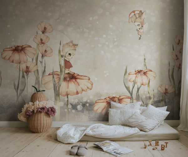 Bloomy Fields of Marion - Gray Green | Rebel Walls