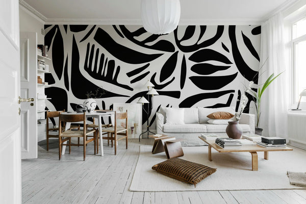 Abstract Leafs - Black & White | Rebel Walls