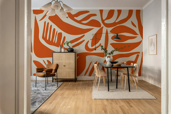 Abstract Leafs - Terracotta | Rebel Walls